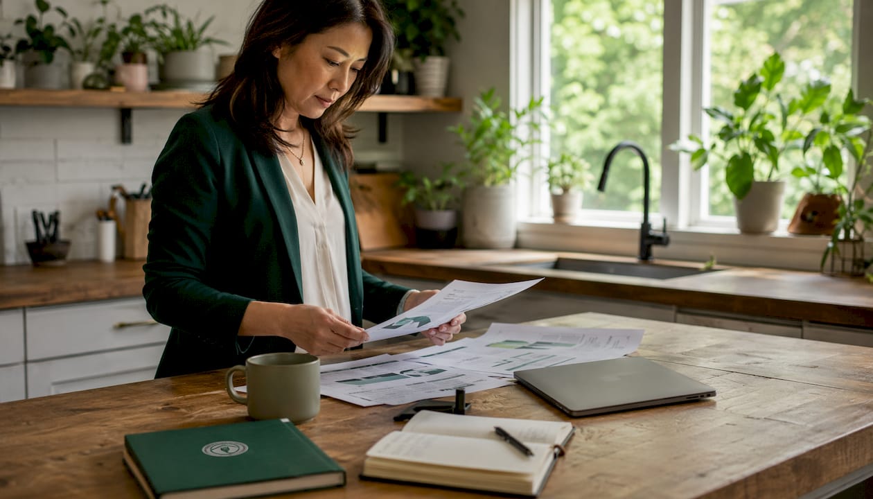 Businesswoman reviewing IT service plans in office