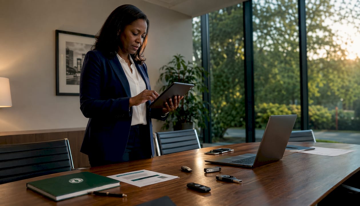 IT manager configuring MFA in law office