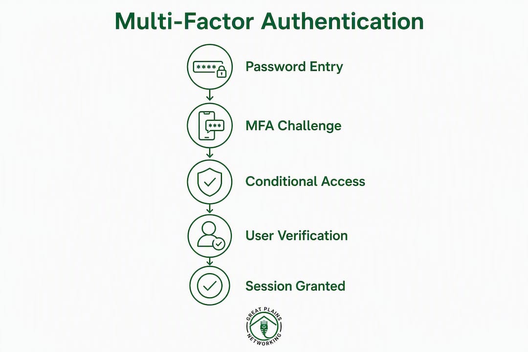 Infographic illustrating MFA authentication steps