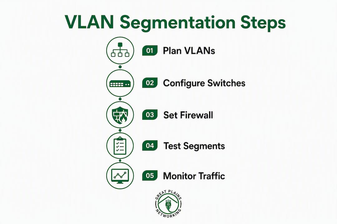 Infographic showing VLAN segmentation steps