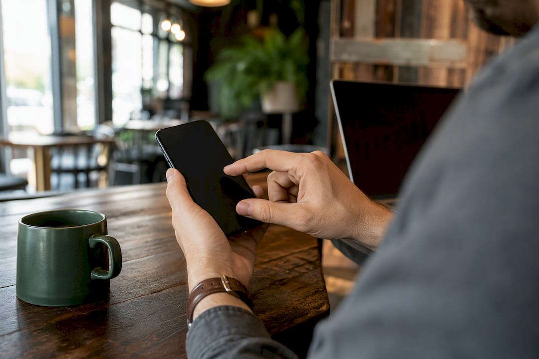 Hands setting up MFA on smartphone