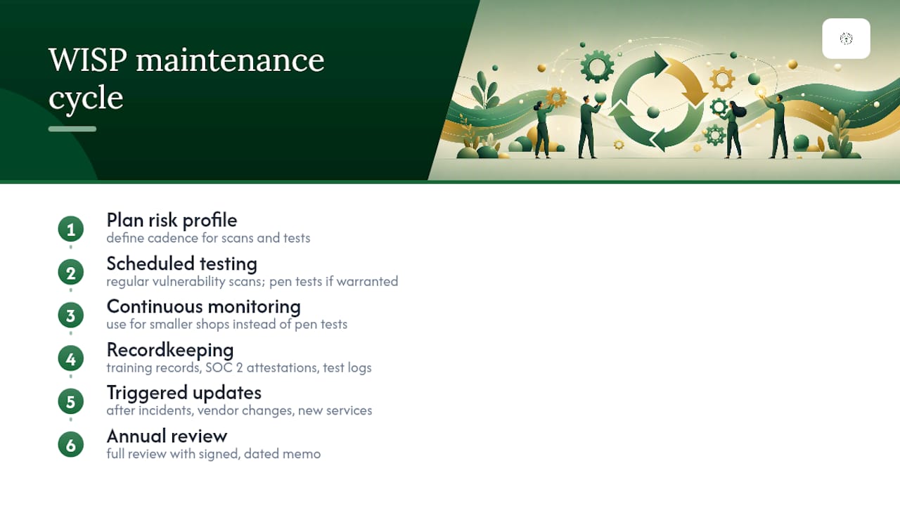 WISP review testing and evidence cycle