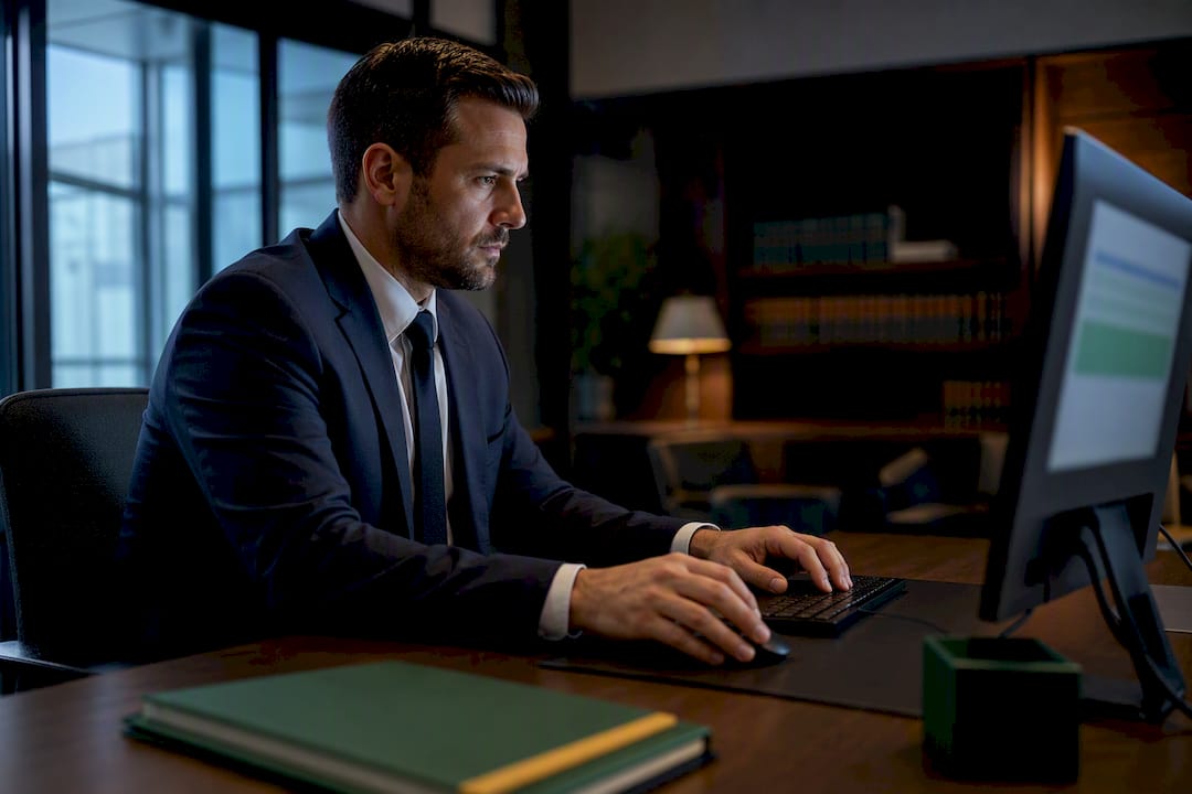 Law firm administrator reviewing security settings