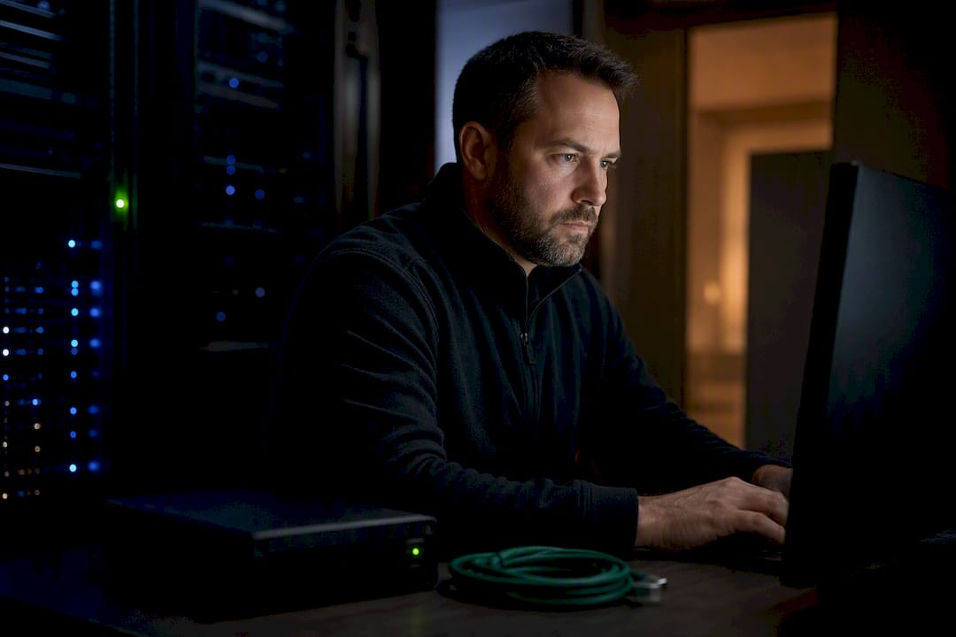Technician conducting disaster recovery test