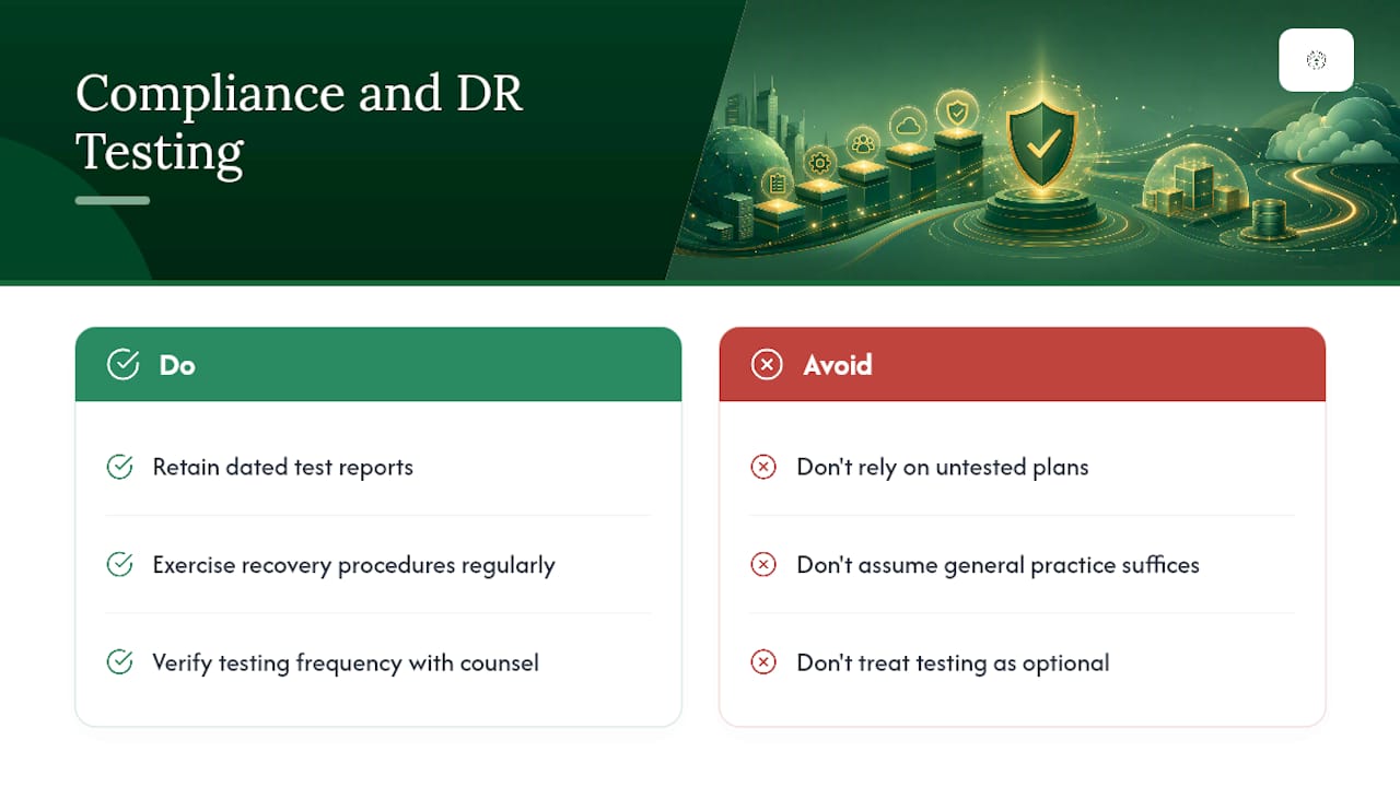 Do Compliance Rules Require Disaster Recovery Testing? — overview diagram