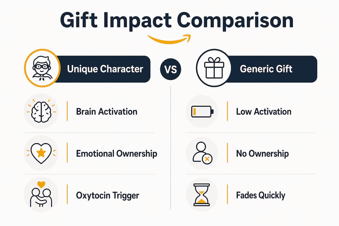Infographic comparing unique character and generic gifts