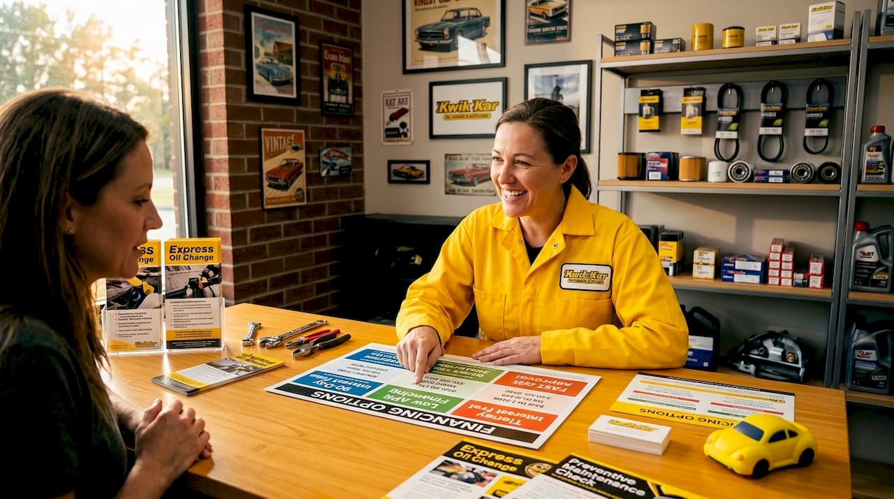 Mechanic discussing financing options with customer
