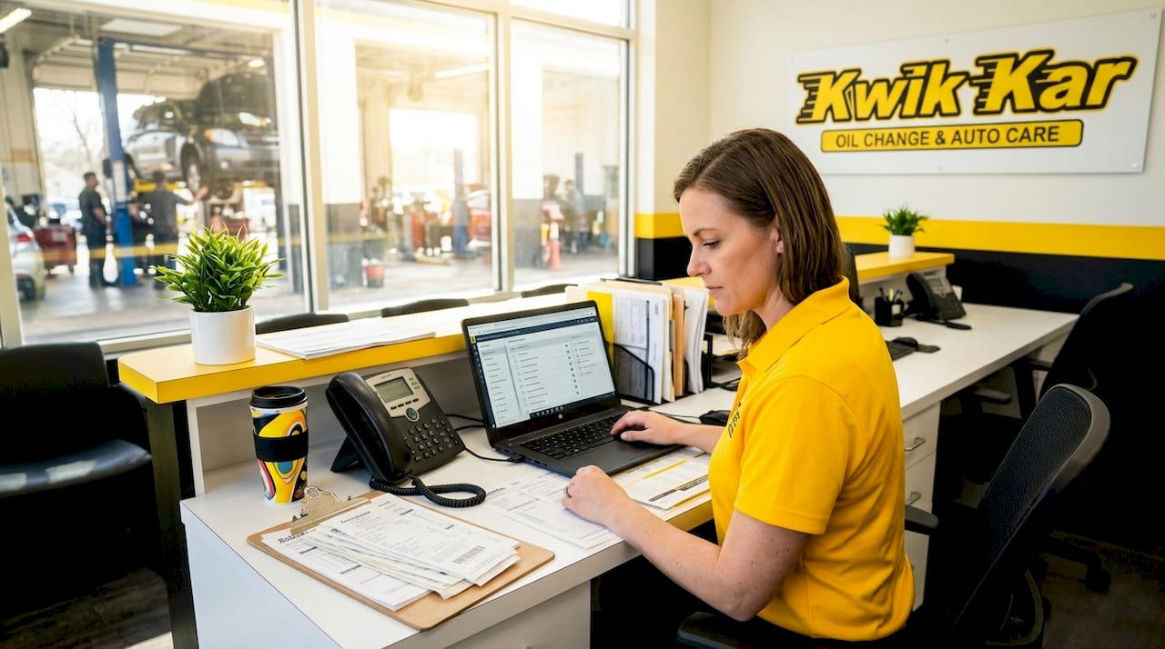 Service advisor preparing repair estimate