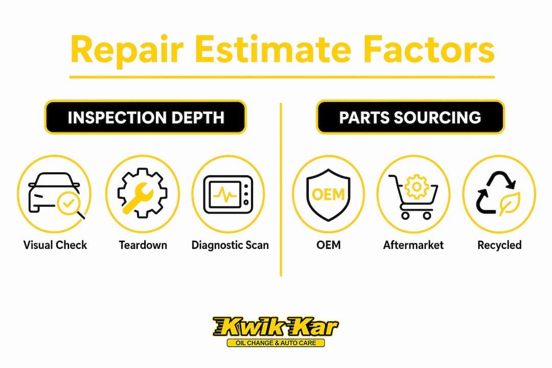 Infographic comparing inspection depth and parts sourcing effects