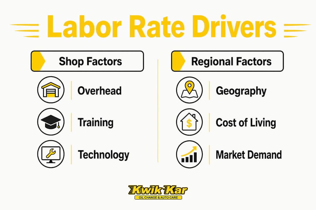 Infographic showing factors influencing labor rates