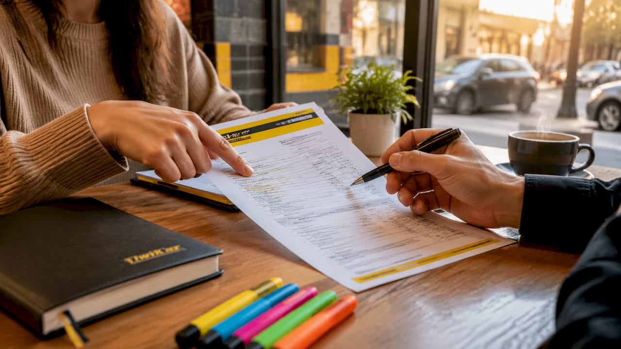 Hands exchanging car repair cost estimates document
