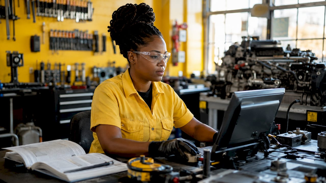 Technician working with diagnostic equipment