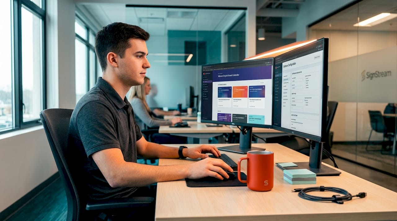 Administrator updating event display software setup