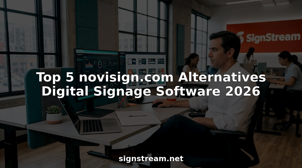 IT manager monitoring digital signage screens