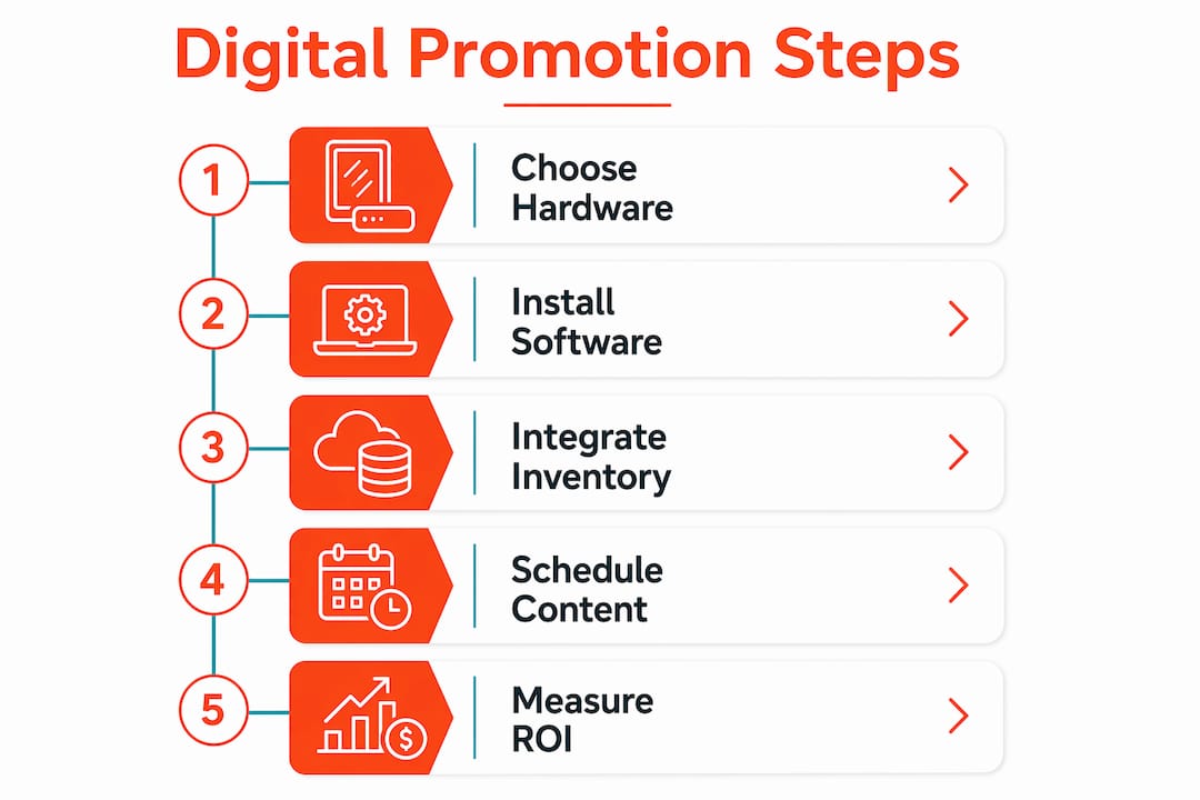 Infographic showing steps to display digital promotions