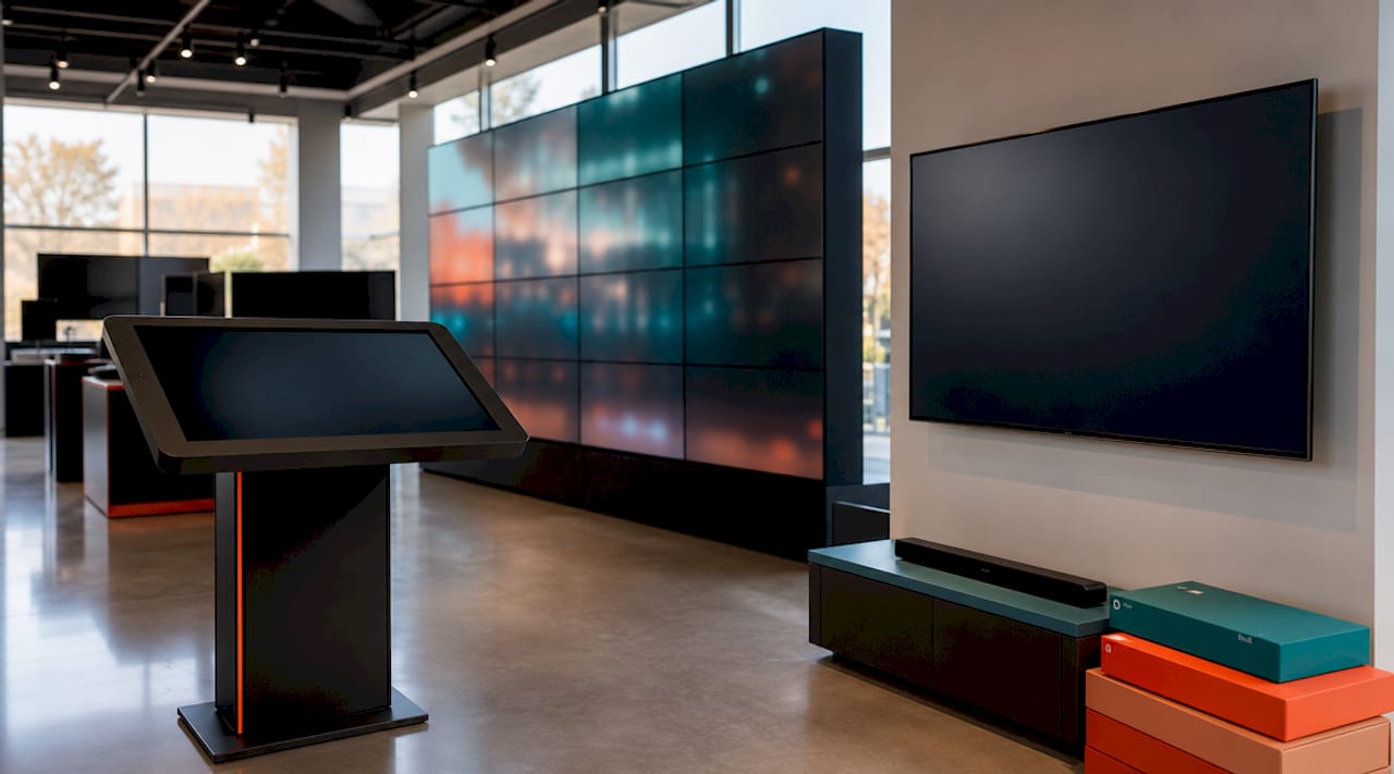 Various retail promotional screen hardware types