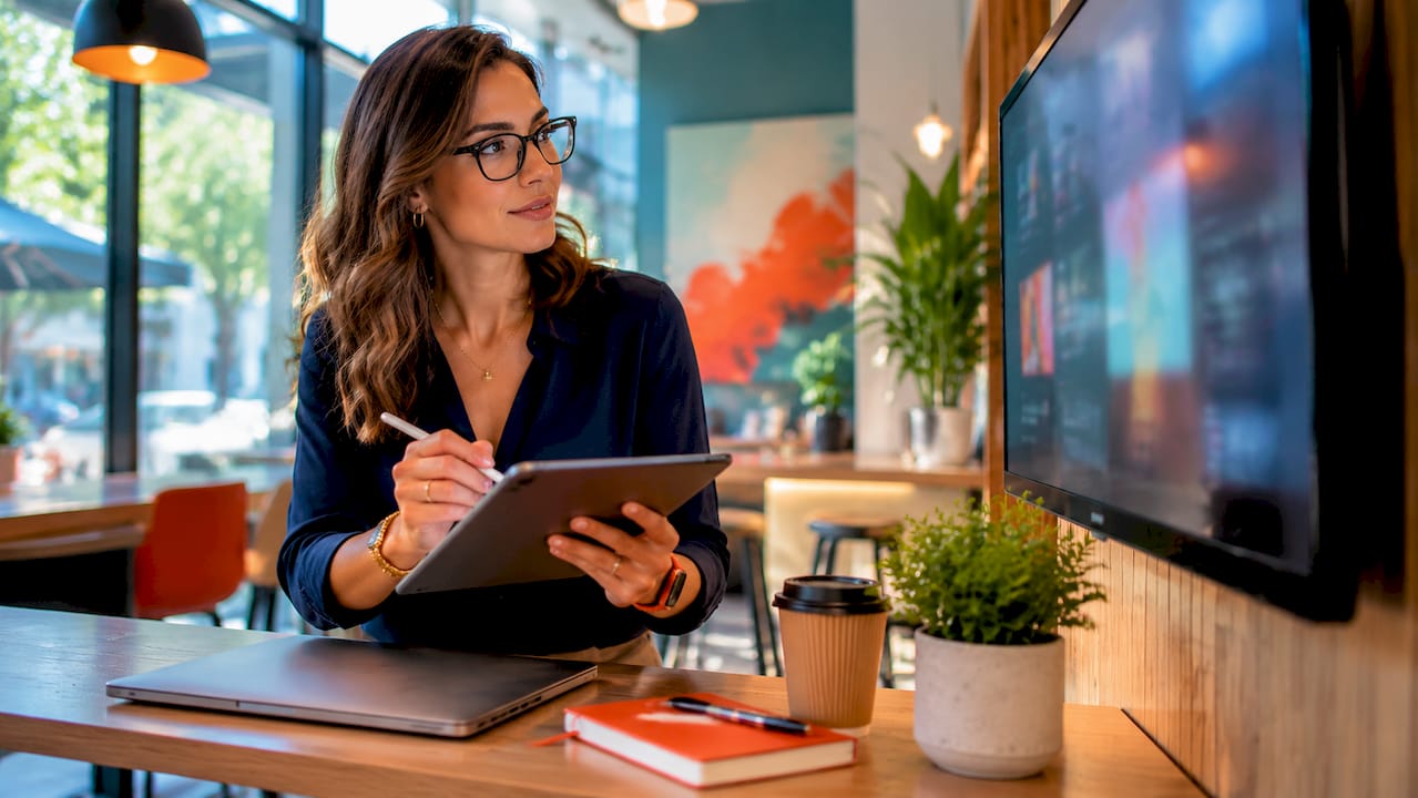 Manager coordinating franchise digital signage content