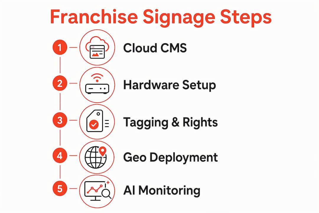 Infographic outlining franchise signage management steps