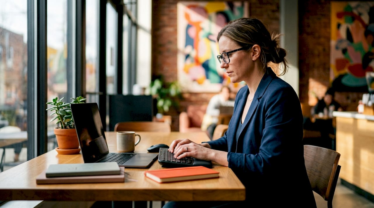 Content manager working on scheduling software