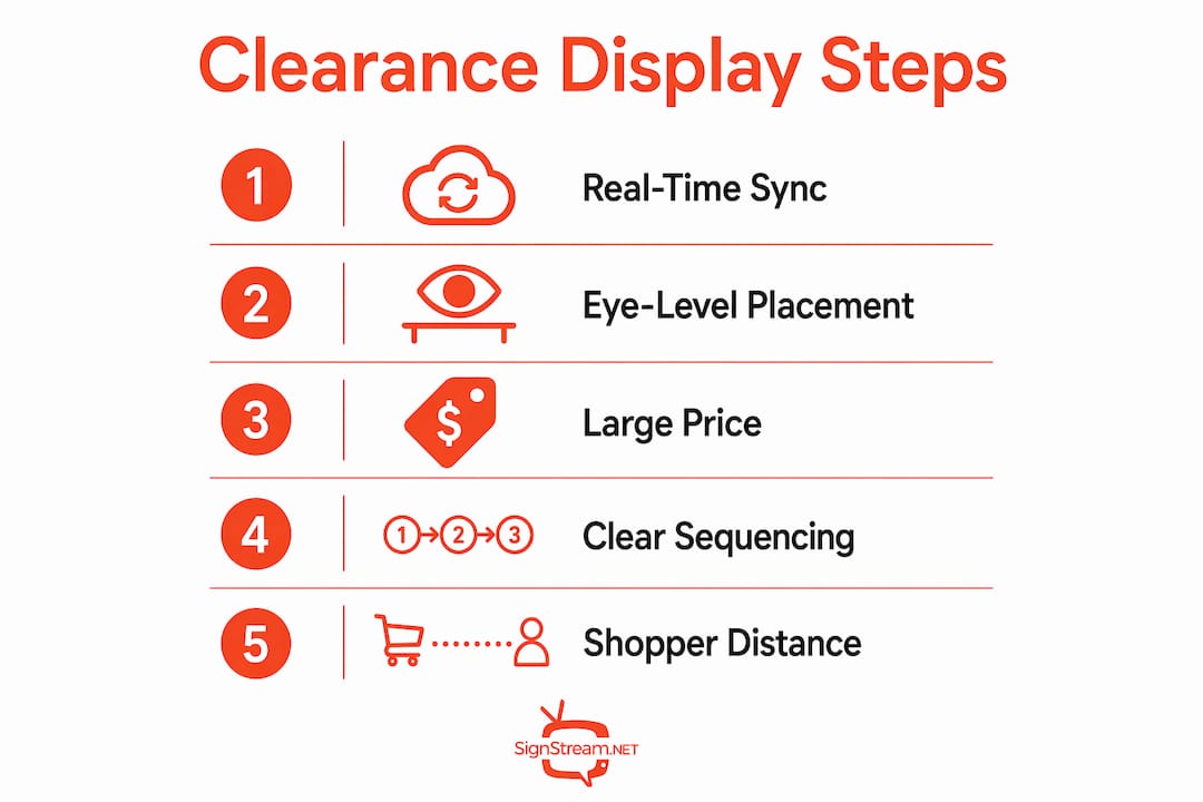 Infographic showing steps for effective clearance display