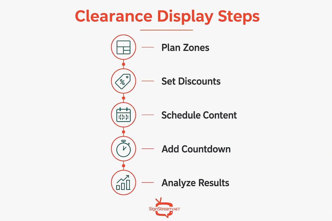 Infographic illustrating clearance sale display process
