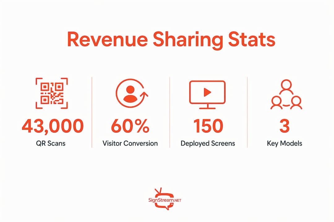 Infographic showing key statistics of tourism screen revenue sharing