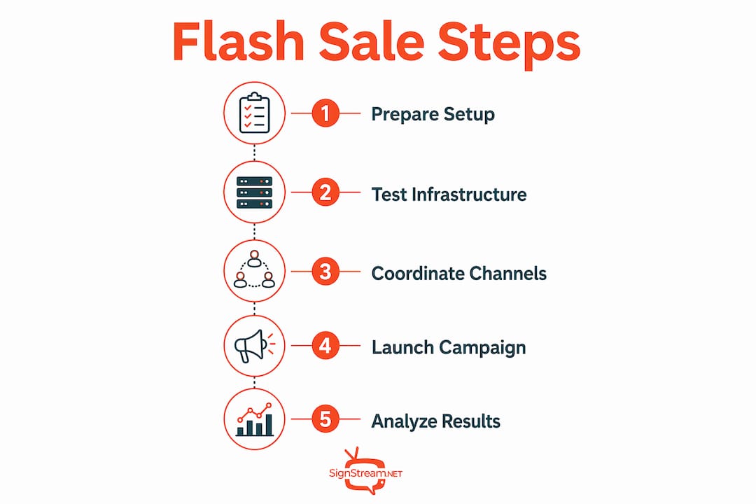 Infographic outlining flash sales step-by-step process