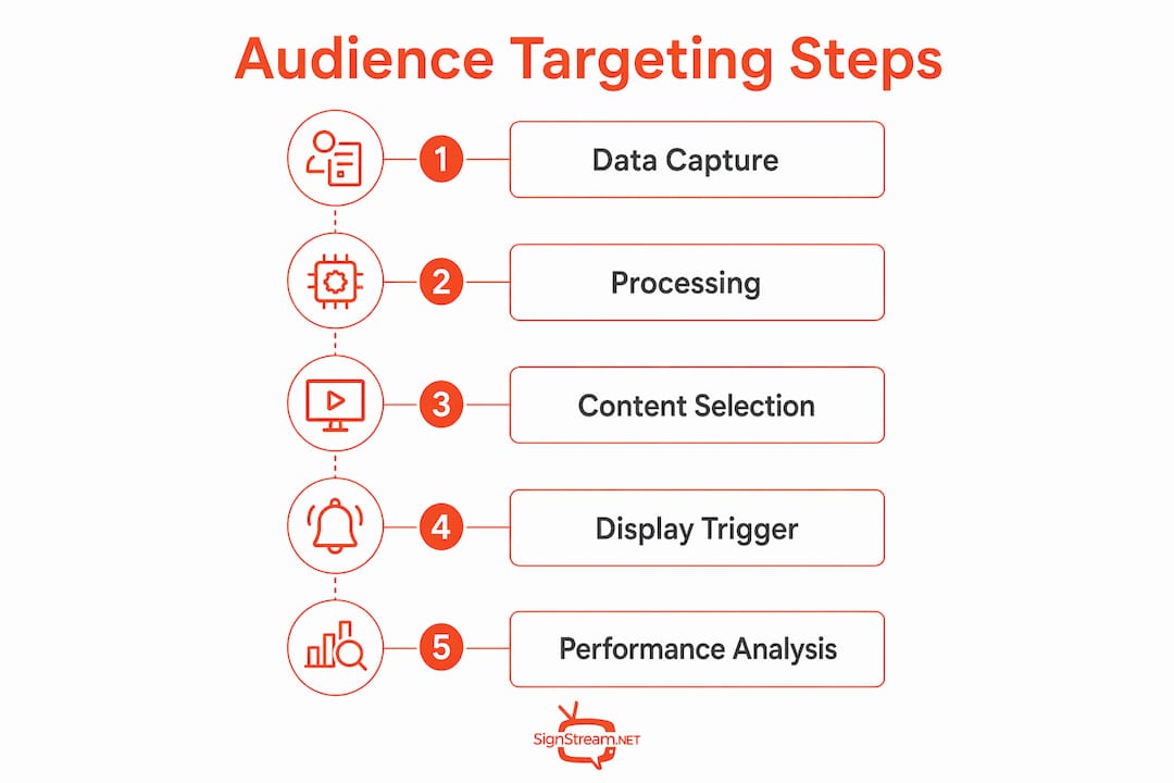 Infographic showing audience targeting process steps