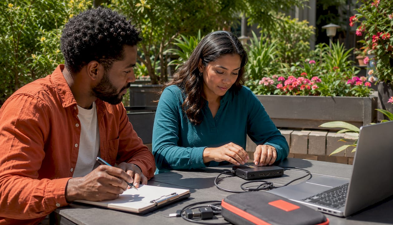 IT team configuring digital signage media players