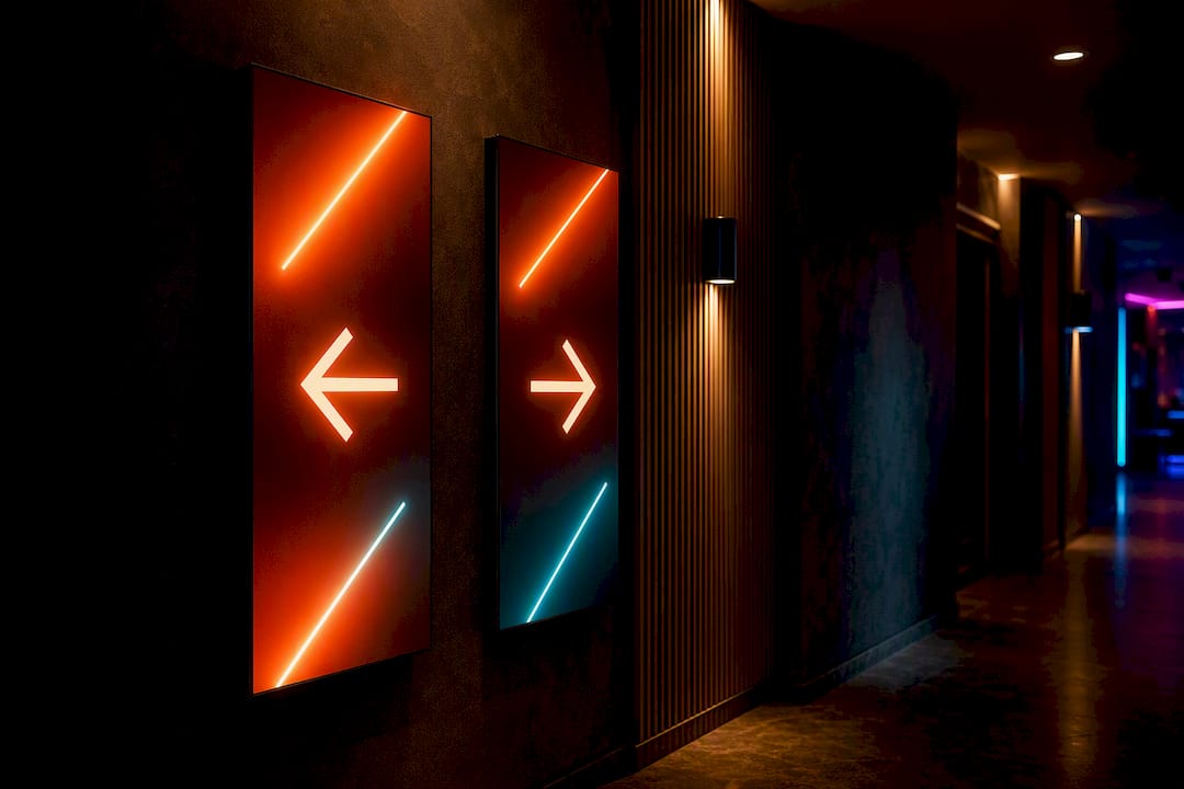 Club hallway digital directional signage