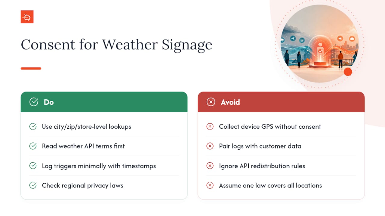 Do You Need Consent to Use Weather and Location Data on Signage? — overview diagram