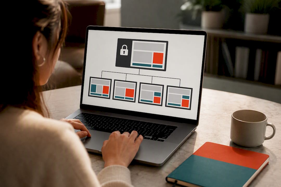 Locked signage template with local content variations
