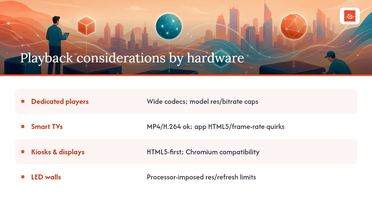 Signage hardware format compatibility map