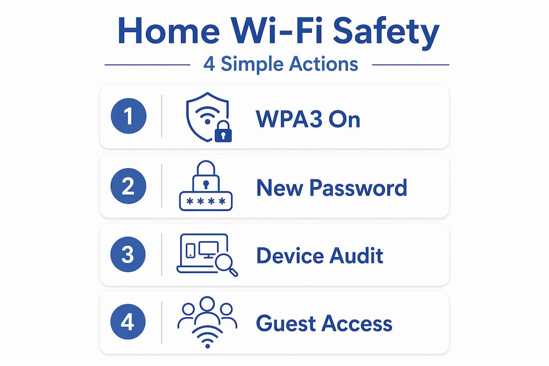Home Wi-Fi safety steps infographic