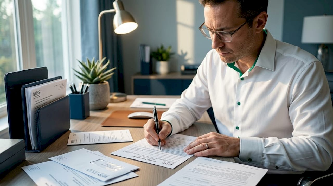 Man completing official identity theft paperwork
