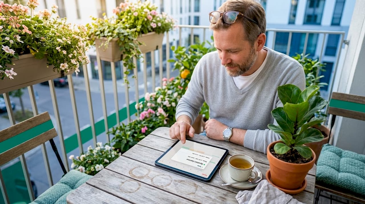 Man checking calendar for privacy review task