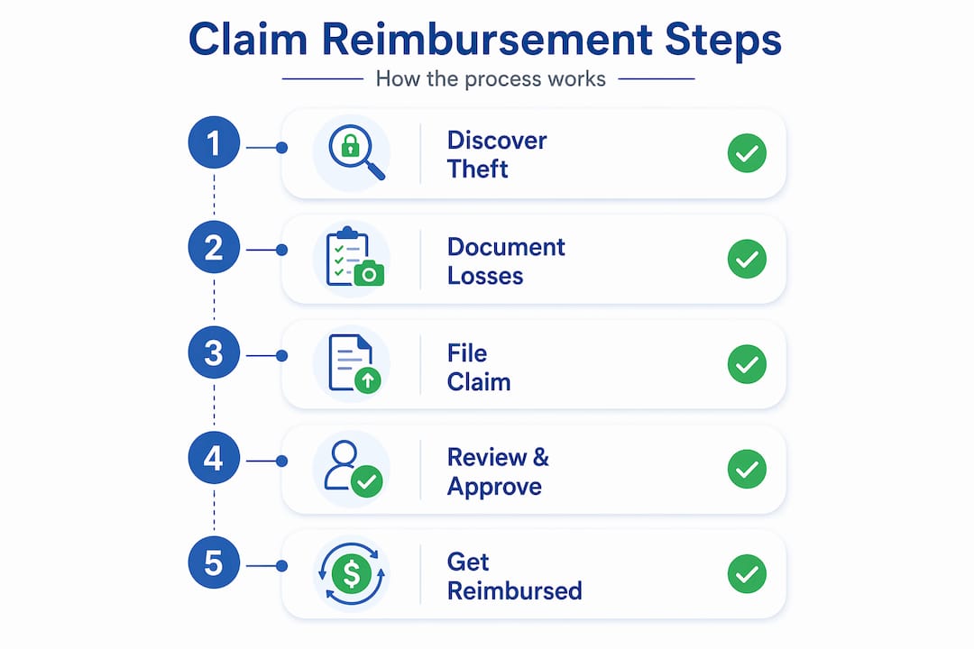 Infographic showing identity theft claim process steps