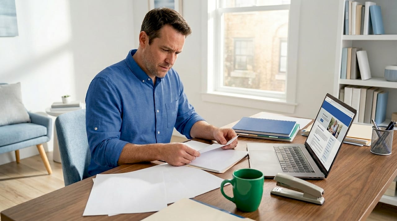 Man handling IRS identity theft paperwork
