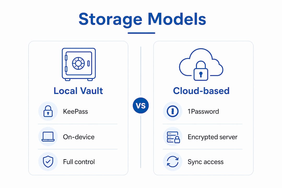 Infographic comparing local and cloud password managers