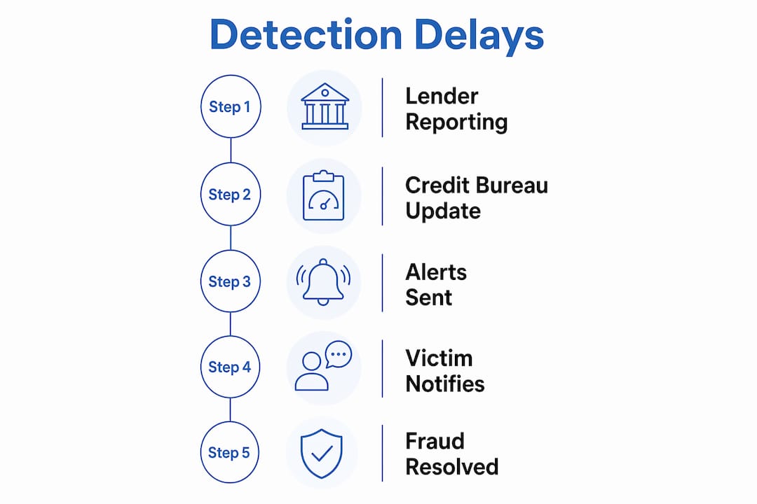Infographic illustrating identity theft detection timeline