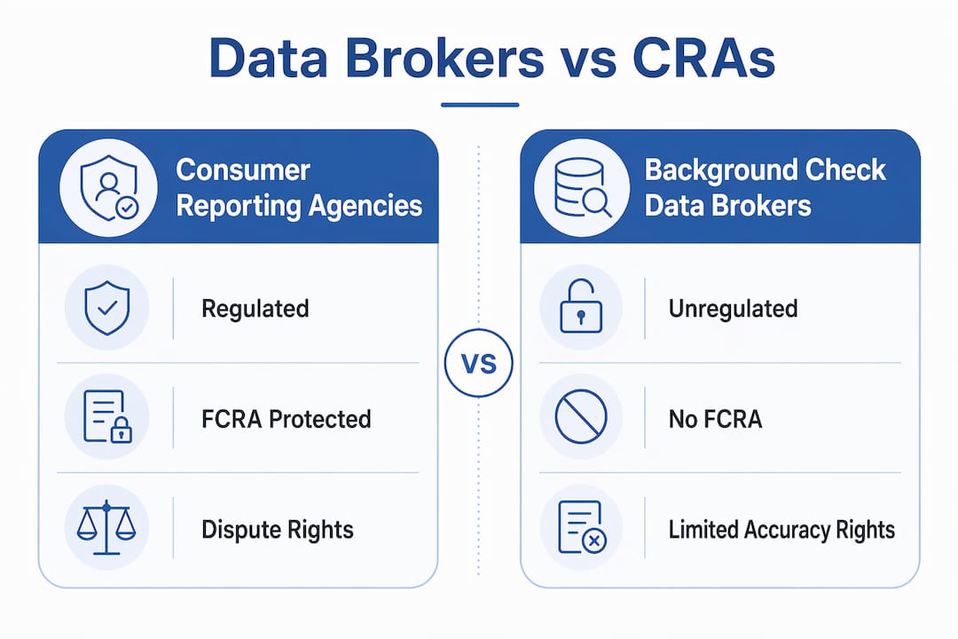 Infographic comparing data brokers and consumer reporting agencies