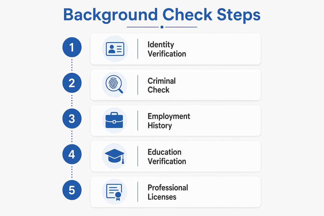 Infographic showing typical background check steps
