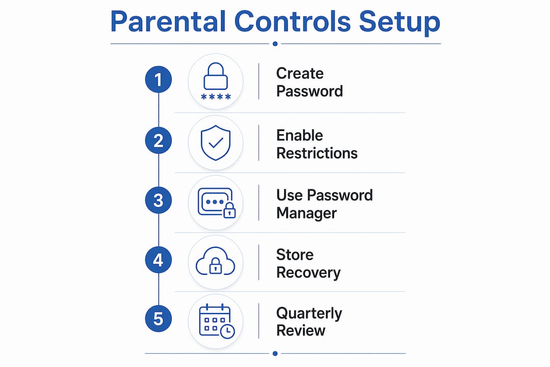 Infographic illustrating parental control setup steps