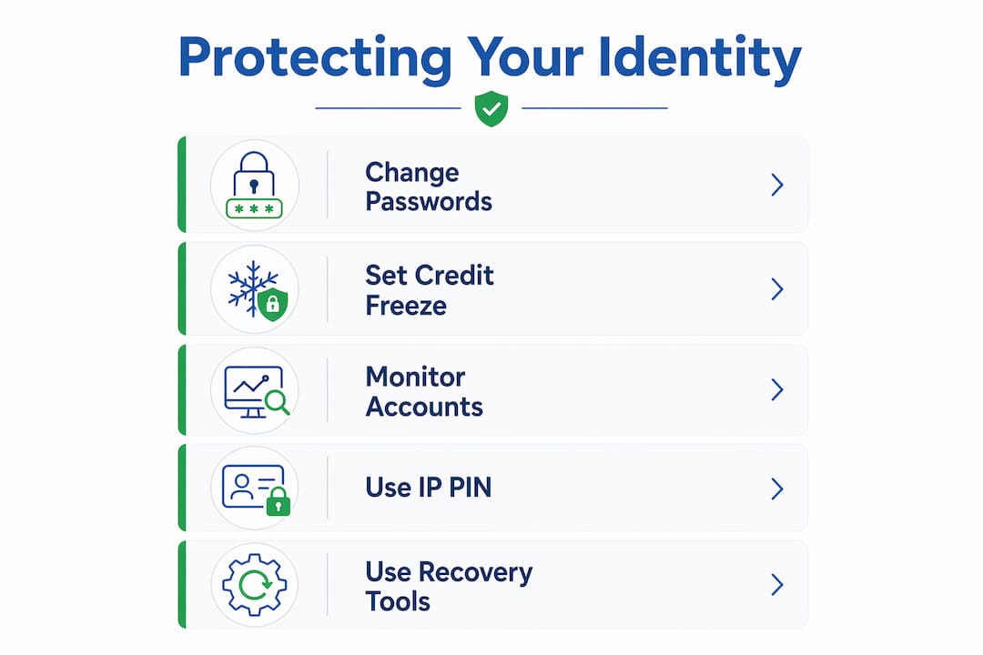 Infographic with steps to protect identity after breach