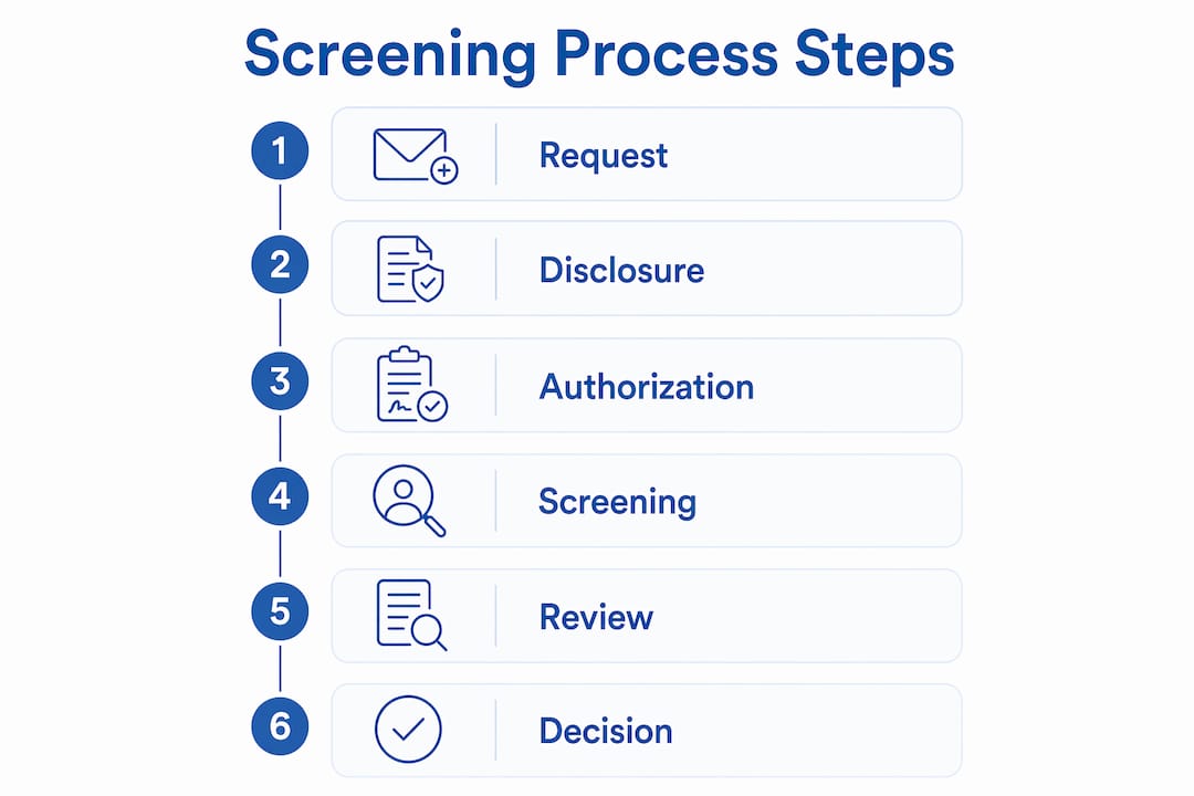 Infographic illustrating steps of background check process
