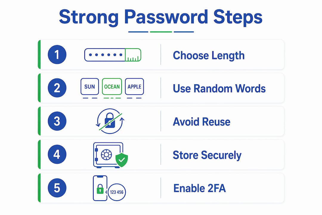 Infographic of strong password steps