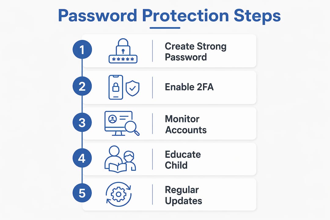 Infographic showing key password protection steps