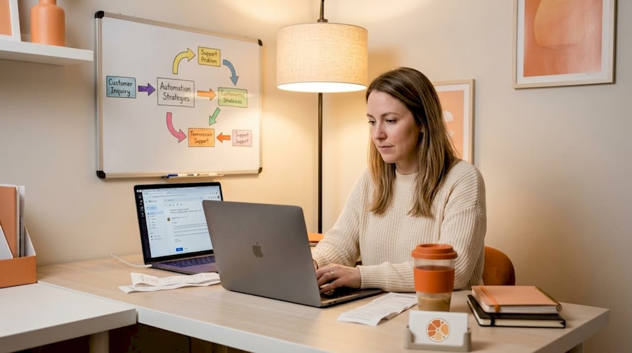 Retail office manager reviewing customer inquiry