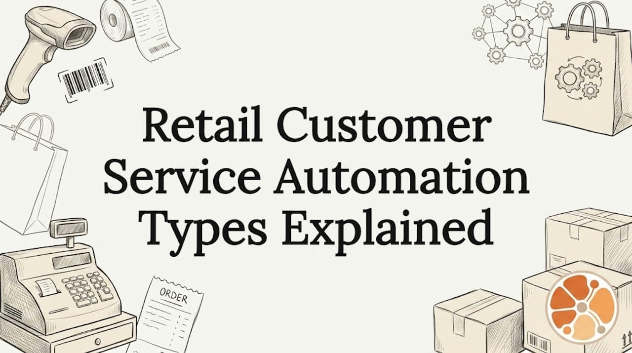 Decorative retail automation title card illustration