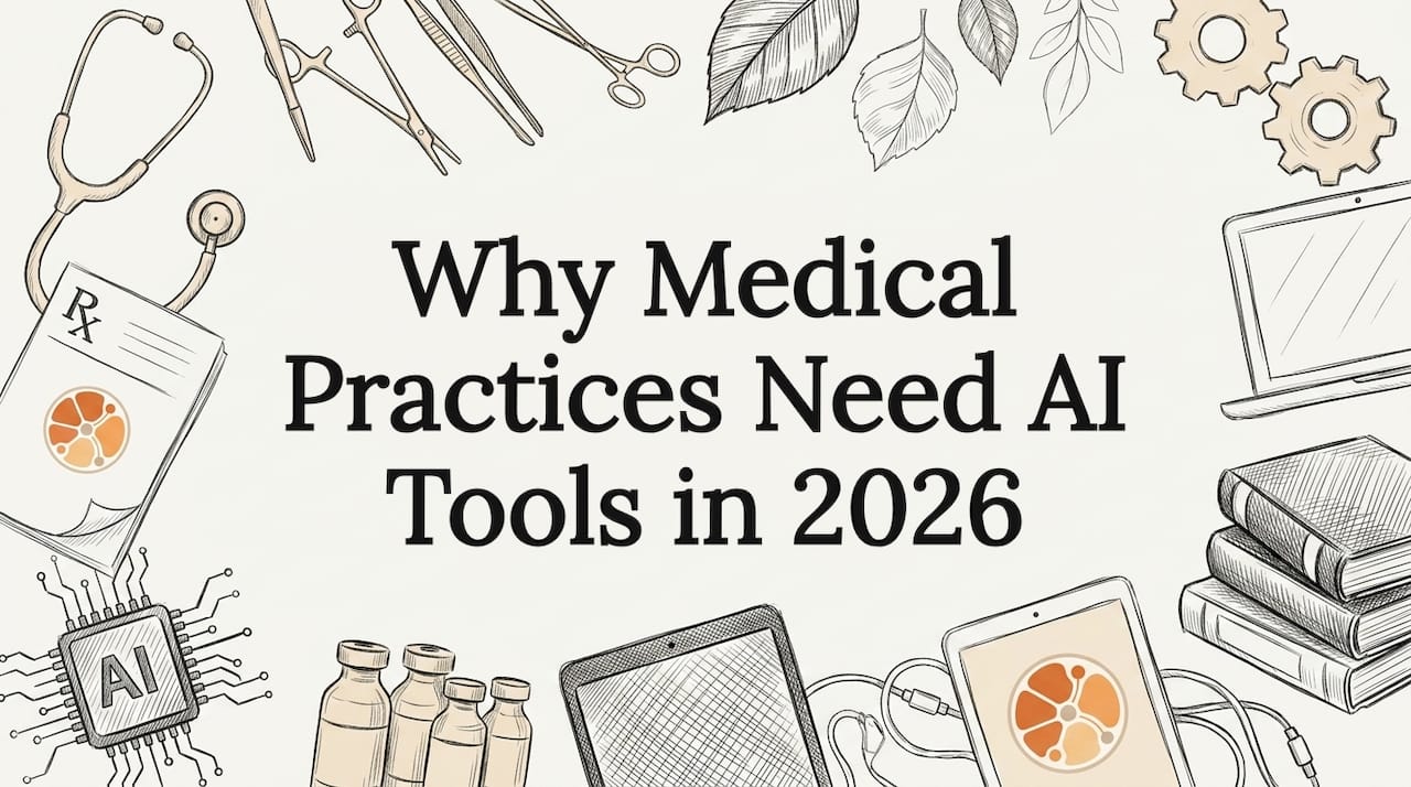 Decorative medical AI-themed blog post title card frame